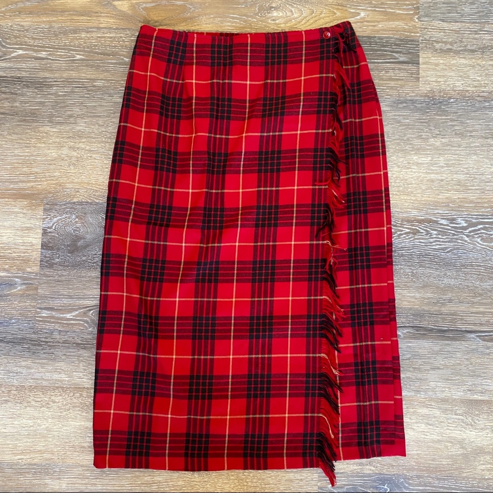 REQUIREMENTS Wrap Skirt Red Plaid Check